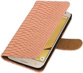 Wicked Narwal | Snake bookstyle / book case/ wallet case Hoes voor Samsung Galaxy J2 (2016 ) J210F Licht Roze