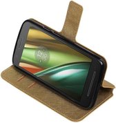 Wicked Narwal | Cross Pattern TPU bookstyle / book case/ wallet case voor Motorola Moto E (3nd Gen) E3 Goud