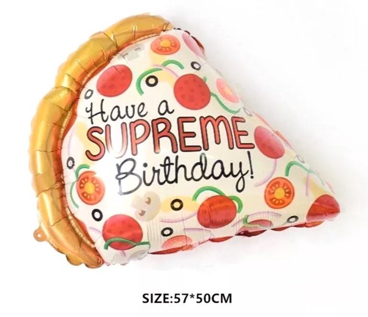 ballon pizza happy birthday, verjaardags-ballon 30x35cm - Feestjecreatief