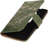 Wicked Narwal | Lace bookstyle / book case/ wallet case Hoes voor Motorola Moto G (3nd Gen) 2015 D.Groen