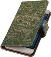 Wicked Narwal | Lace bookstyle / book case/ wallet case Hoes voor Huawei Honor 4 A / Y6 Donker Groen