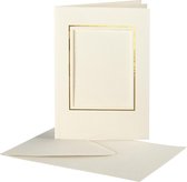 Creotime Passepartout Kaarten Met Envelop 15 Cm Wit/goud