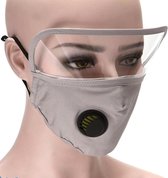 Mondmasker- mondkapje  met oogbescherming / spatscherm  - grijs