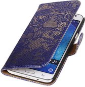Wicked Narwal | Lace bookstyle / book case/ wallet case Hoes voor Samsung galaxy j7 2015 Blauw
