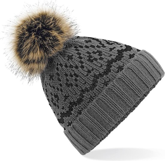 Chapeau d'hiver de Luxe avec pompon en gris fumée pour adultes - Chapeaux  femme /... | bol.com
