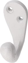1x Luxe kapstokhaken / jashaken wit retro enkele haak - hoogwaardig aluminium - 5,1 x 2,2 cm  - witte kapstokhaakjes / garderobe haakjes