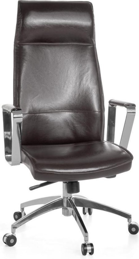 Pippa Design bureaustoel extra brede zitting en rugleuning - bruin leer |  bol.com