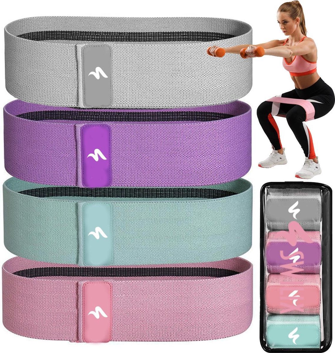 SWILIX Resistance band - weerstandsbanden - Booty Band - Fitness Elastieken Voor Benen en Billen