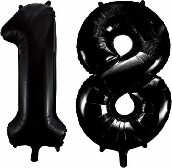 Folieballon 18 jaar zwart 41cm