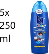 Fa Kids - Piraat piraten - Douchegel / Shampoo 2-in-1 - Voordeelpak 5x 250ml