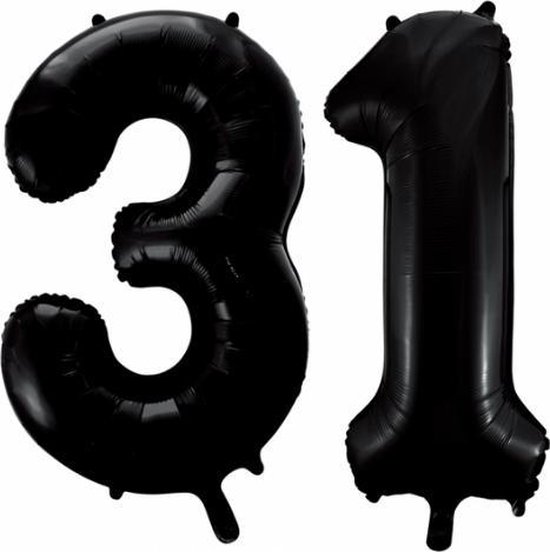 Folieballon 31 jaar zwart 86cm