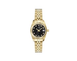 Jacques du Manoir Dames Horloge NRO.22 Staal met Geelgouden Plating en Zwarte Wijzerplaat met Zirkonia 26mm