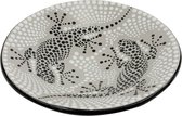 Schaal gekko stippen S - Terracotta - 19x19x5 cm - Zwart/Grijs - India - Sarana - Fairtrade