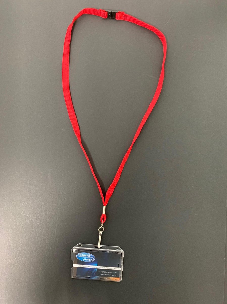 Keycord met Metalen J clip + Kaarthouder S1 Rood
