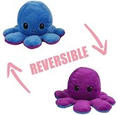Mood Octopus - blauw paars- pluche - Octopus knuffel - omkeerbaar - speelgoed knuffel