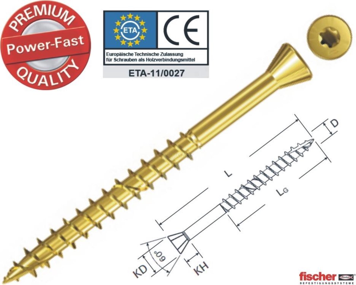 Fischer safety screw 7 x SH 235 T, 100 pieces, # 89182