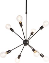 QAZQA sputnik - Moderne Hanglamp voor boven de eettafel | in eetkamer - 8 lichts - Ø 65 cm - Zwart -  Woonkamer | Slaapkamer | Keuken