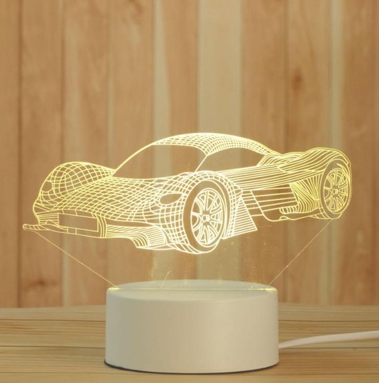 3D Night Lamp - Nachtlampje - Kinderkamer lamp - Car - race - auto | bol.com