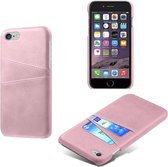 Card Case voor Apple iPhone 8 | iPhone 7 | iPhone SE 2020 | PU Leren Back Cover | Luxe Telefoonhoesje | Pasjeshouder | Licht Roze