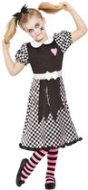 Smiffy's - Pop kostuum Kostuum - Kapotte Kinderpop - Meisje - Zwart / Wit - Large - Halloween - Verkleedkleding