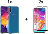 Samsung a50 hoesje - Samsung galaxy a50 hoesje shock proof case hoes cover transparant - hoesje samsung a50 - Full cover - 2x Samsung a50 screenprotector screen protector