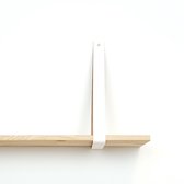 Leren plankdrager  Wit - 2 stuks - 92 x 4 cm - Industriële plankendragers   - met koperkleurige schroeven