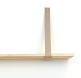 Leren plankdrager  Taupe - 2 stuks - 92 x 4 cm - Industriële plankendragers   - met koperkleurige schroeven
