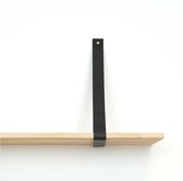 Leren plankdrager  Zwart - 2 stuks - 92 x 4 cm - Industriële plankendragers   - met koperkleurige schroeven