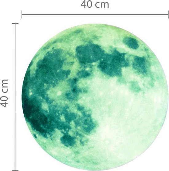 Muursticker glow in the dark maan 40 cm - lichtgevende muurstickers  kinderkamer | bol.com