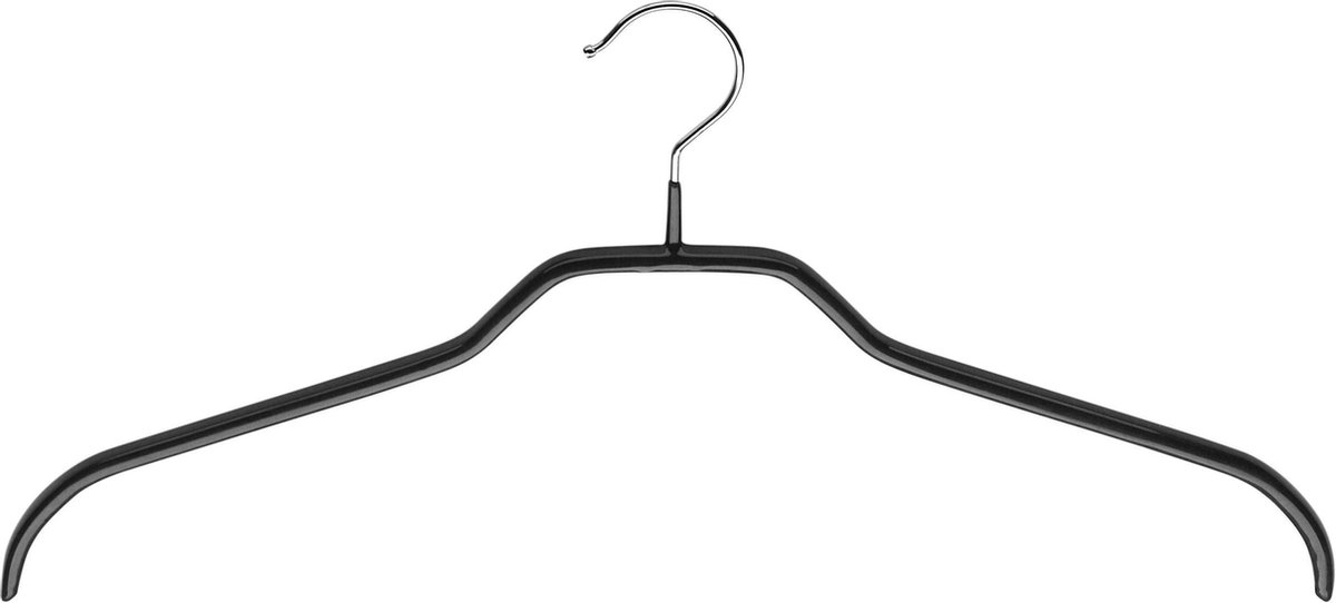[Set van 5] MAWA 41F - dunne ruimtebesparende metalen kledinghangers met zwarte anti-slip coating voor o.a. blouses, jurkjes en shirts