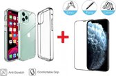 2-In-1 Screenprotector Hoesje  Bescherming Protector Set Geschikt Voor Apple iPhone 12 (6.1 Inch) - Full Cover 3D Tempered Glass Screen Protector Siliconen Back Bescherm Hoes Cover Case - Doo