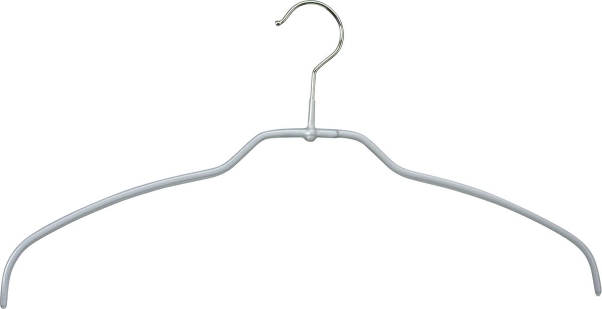 [Set van 5] MAWA 42FT - ultra dunne ruimtebesparende metalen kledinghangers met een supermooie zilveren anti-slip coating voor o.a. lingerie, blouses, jurkjes en shirtjes