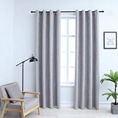 Gordijnen grijs 140x225cm 2 stuks (Incl LW led klok) - gordijn raambekleding - gordijnen kant en klaar met haakjes ringen - Verduisterende gordijnen met ringen