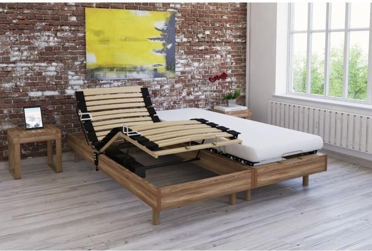 Set relaxmatras + elektrische bedbodems decor licht eiken 2x70x190 - Foam - 14 cm - Stevig - TALCA