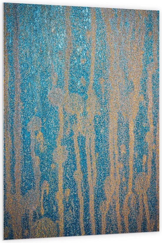 Forex - Blauwe Muur met Geel - 100x150cm Foto op Forex