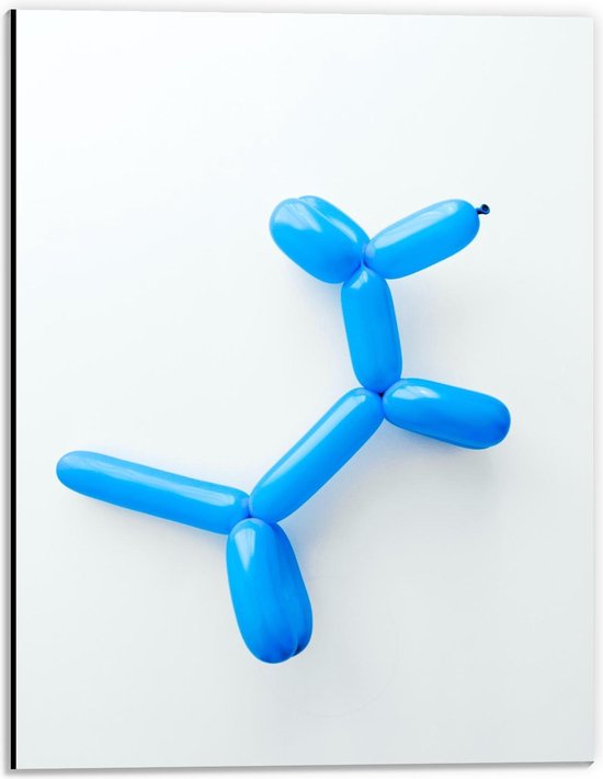 Dibond - Blauwe Geknoopte Ballon  - 30x40cm Foto op Aluminium (Wanddecoratie van metaal)