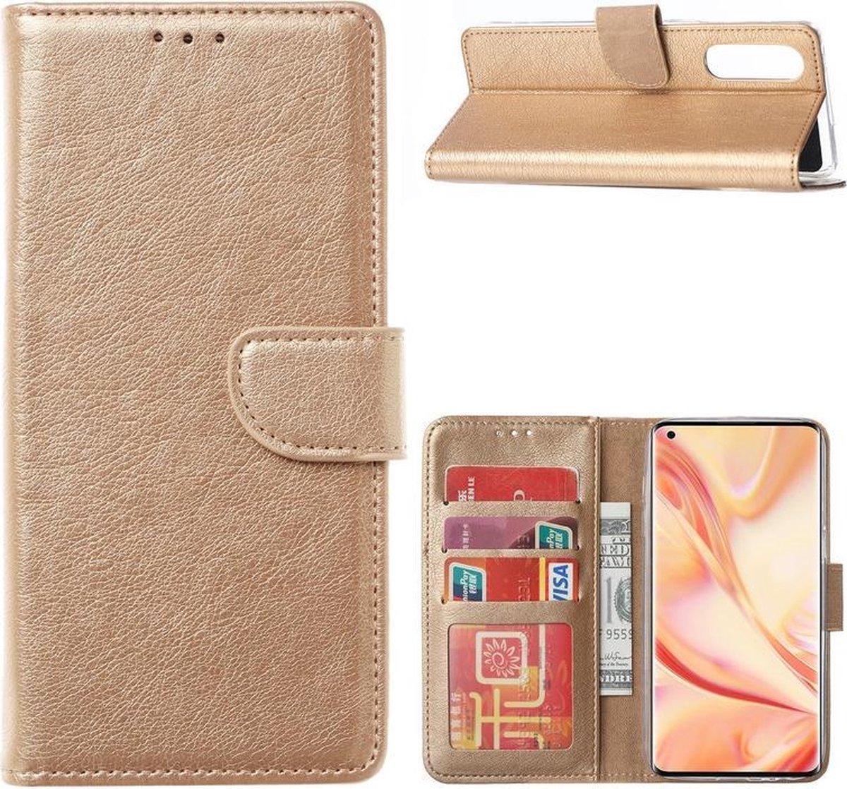 Bookcase Geschikt voor: Oppo Find X2 Neo - Goud - portemonnee hoesje