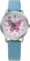 Vlinder horloge met glow in the dark wijzers