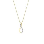 Lucardi Dames 9 Karaat ketting met fantasie hanger diamant - Ketting - 9 Karaat - Goudkleurig - 46 cm