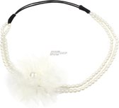 Hair Jewelry - with white pearls and a white flower fabric