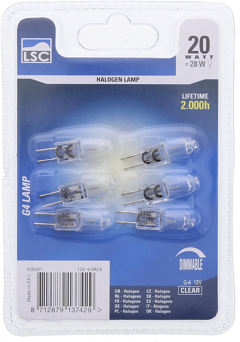 LSC halogeenlamp 20 watt = 28 watt | 255 lumen | 6 Stuks | bol.com