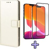 iPhone 12 Mini Hoesje Goud - Portemonnee Book Case - Kaarthouder & Magneetlipje & Volledige Display Screenprotector