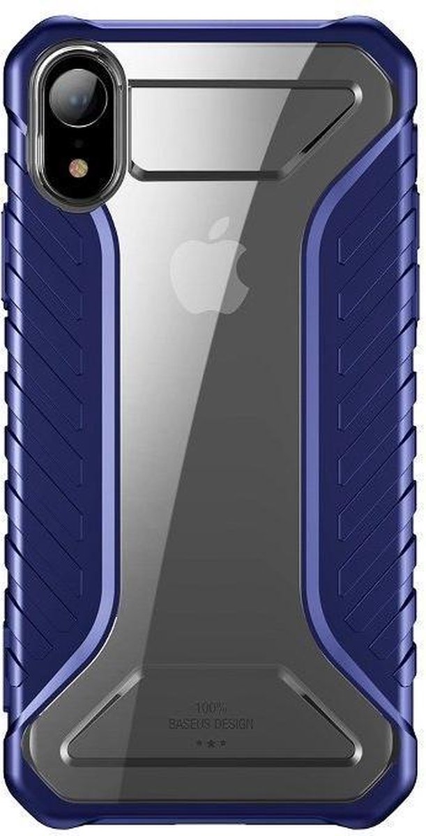 Racebanden hardcase iPhone XR - transparant/blauw