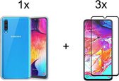 Samsung a50 hoesje - Samsung galaxy a50 hoesje siliconen case hoes cover hoesjes transparant - hoesje samsung a50 - Full cover - 3x Samsung a50 screenprotector screen protector