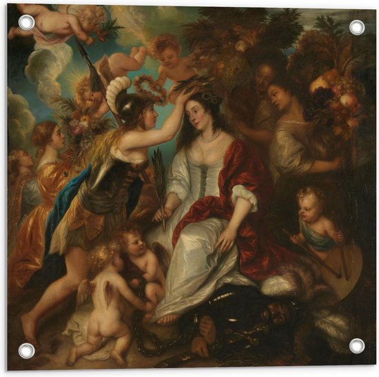 Tuinposter – Oude meesters - Allegorie op de vrede, Jan Lievens, 1652 - 50x50cm Foto op Tuinposter  (wanddecoratie voor buiten en binnen)