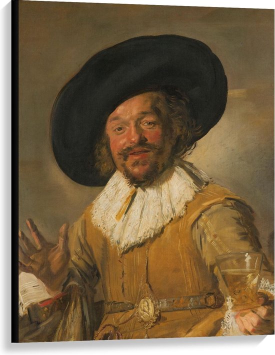 Canvas  - Oude meesters - De vrolijke drinker, Frans Hals, ca. 1628 - ca. 1630 - 75x100cm Foto op Canvas Schilderij (Wanddecoratie op Canvas)