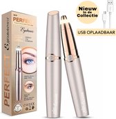 Wenkbrauw Trimmer en Epileer apparaat - Gezichtsepilator - Trimmer - Gezichtsontharing – Epileer apparaat dames gezicht Epilator - USB Oplaadbaar - Gratis Wenkbrauwborsteltje - Wit
