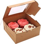 Cupcake Doos Kraft 4 cupcakes | Diamond Bakery | pk/8 | Bruin - Bakkerij Dozen - taartdoos - cakedoos