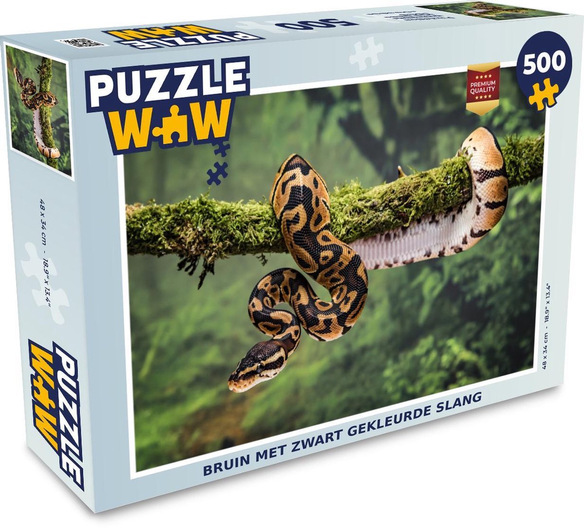 Puzzle Animaux colorés 500 pièces - Marron avec serpent de couleur noire |  bol.com