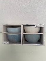 Serviesset: kommen met decoratief patroon - set van 2 keer 2 stuks (blauw/wit)